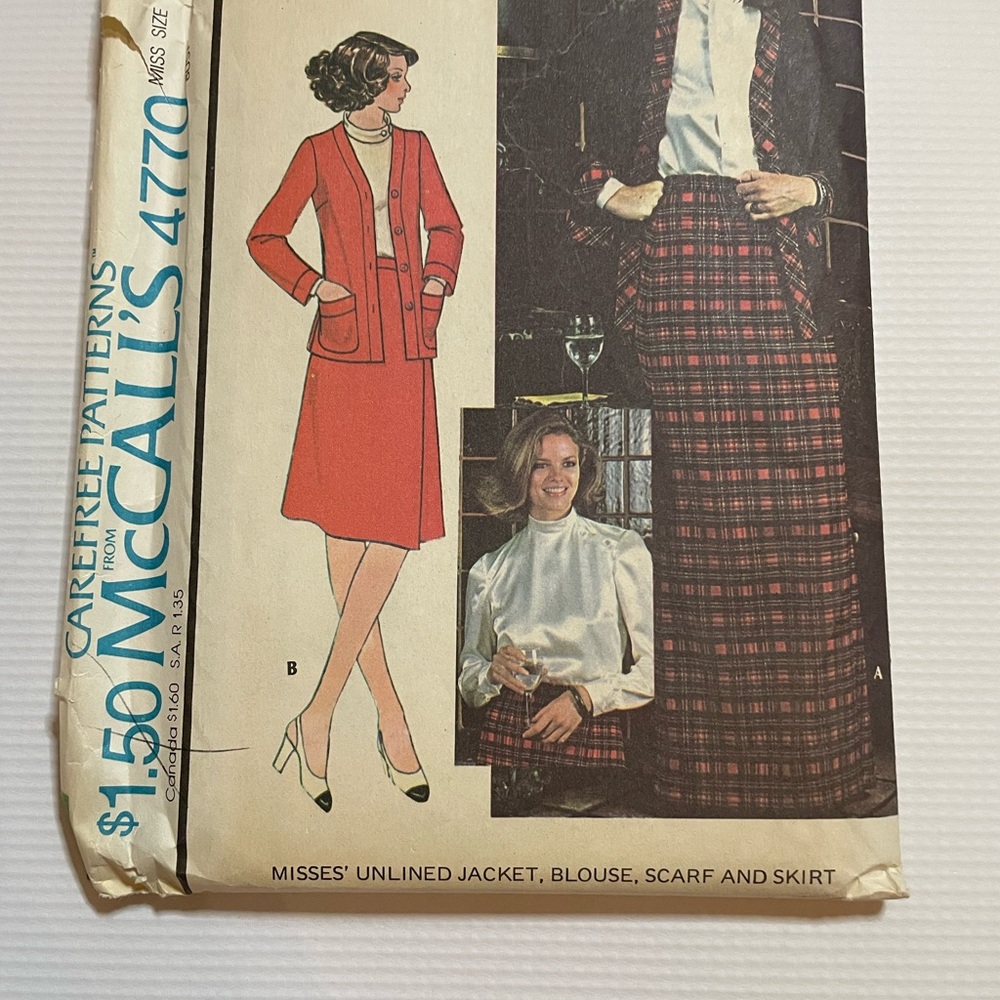 McCall’s Women's jacket, scarf, blouse & Skirt vintage Pattern